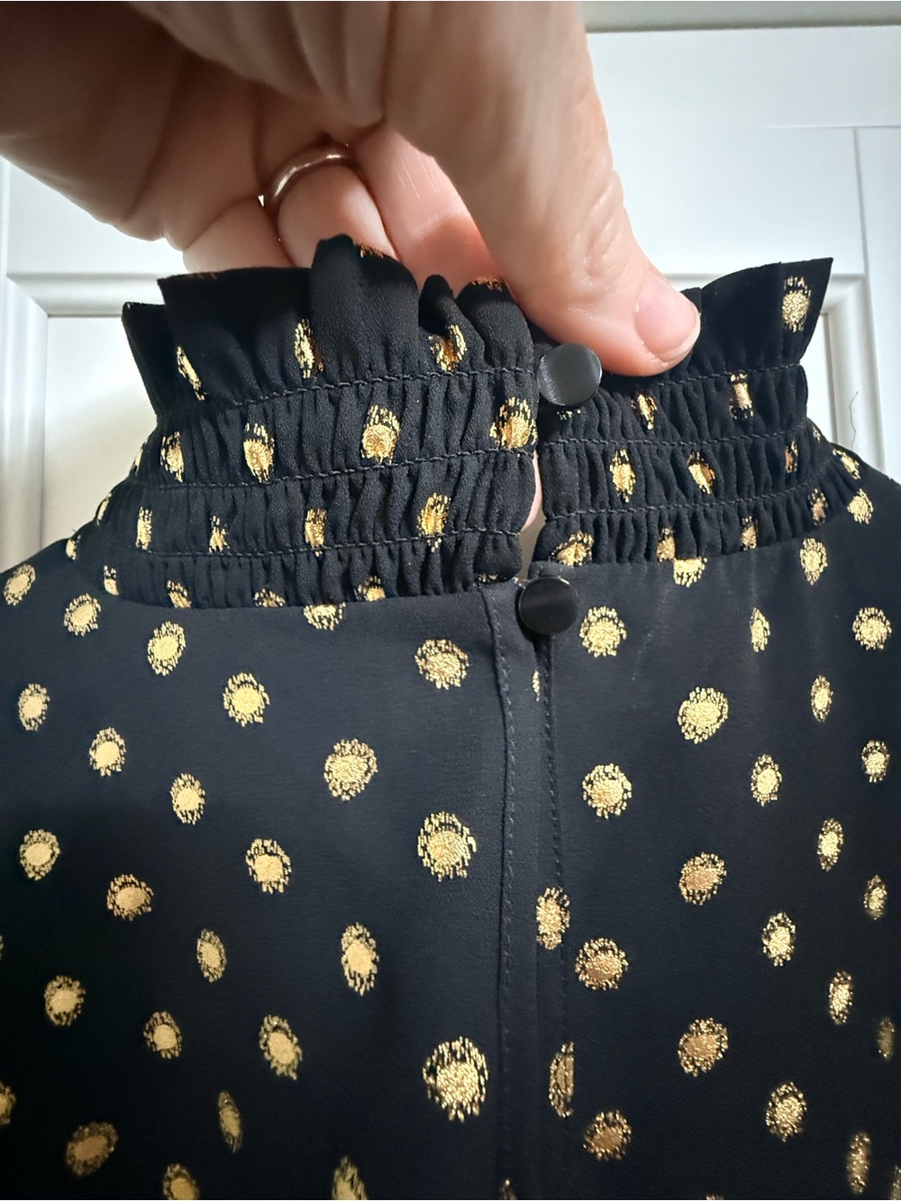 Worthington Black Blouse with Metallic Gold Polka Dots - Picture 7 of 7